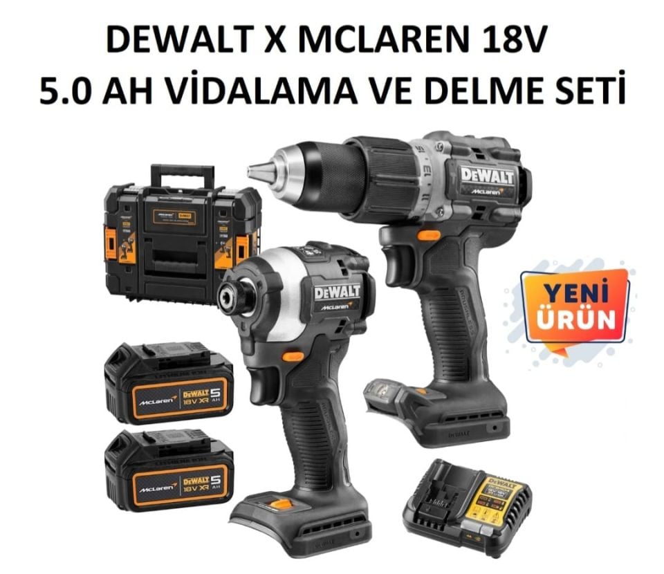 Dewalt DCK200MP2T-QW X Mclaren 18V XR 5.0 Ah. 2'li Akülü Vidalama Makine Seti